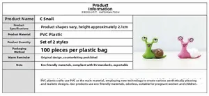 Detailed size chart for 2.1cm PVC miniature snail figurines for moss micro landscapes