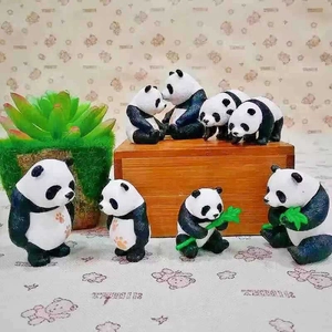 Miniature Panda Figurines Cute PVC Resin Animal Model For Fairy Garden Micro Landscape Terrarium DIY Desktop Ornament Decor
