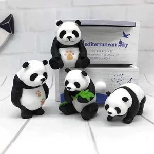 Creative miniature panda figurine set of 4 for garden DIY and desktop decoration