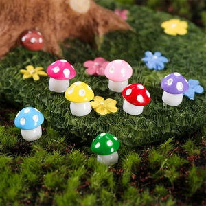 Mini Adornos de Champiñones de Resina Micro Paisaje Jardín de Hadas DIY Manualidades Decoración de Maceta Miniatura Multicolor Lindo Accesorio de Planta
