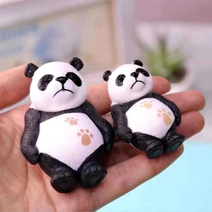 Cute miniature panda figurines with sad expressions for DIY micro landscape garden decor