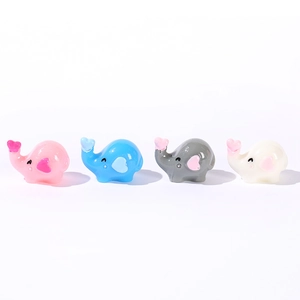 Mini resin elephant figurines in four colors for bonsai DIY and tabletop decor