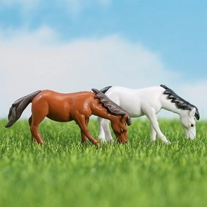 Figura de Caballo en Miniatura Simulación Estatua de Animal PVC Resina Micro Paisaje Adorno Para Casa Escritorio Suculenta Decoración Pequeño Pony Modelo Escultura