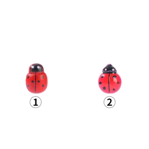 Miniature Red Ladybug Decorative Figurine Resin Wood Beetle Ornament For DIY Craft Fairy Garden Potted Plant Landscape Decor