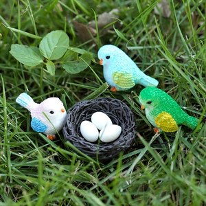 Miniature Bird Ornaments Resin Artificial Small Birds Bird Nest For Micro Landscape Fairy Garden Succulent Plants Decoration