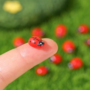 Miniature wooden ladybug ornaments for micro landscape decor and DIY craft projects
