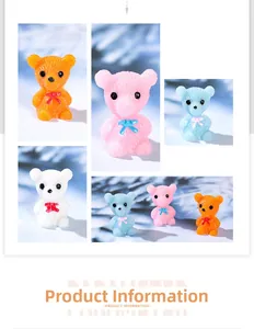 Macro detail of colorful resin bear figurines with bowties for micro landscapes