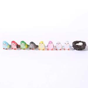 Colorful resin mini birds with nest and eggs set for succulent garden micro landscape