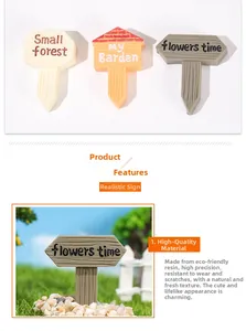 Micro landscape resin signs with wood grain texture for succulent garden decor