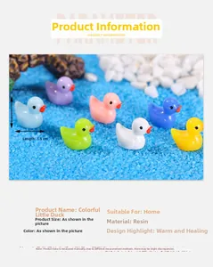 Miniature resin duck models in 7 colors for moss micro landscapes measuring 1.5x1.5cm