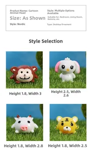 Miniature resin cartoon animal figures including monkey and tiger on green turf