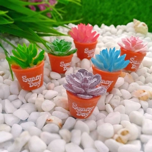 Miniature Artificial Succulent Potted Plant Resin Micro Landscape Ornament For Dollhouse Decoration Desktop Desktop Craft