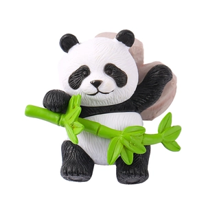 Miniature panda dollhouse decoration with green bamboo shoot for succulent micro landscape