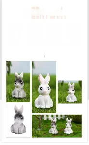 Close-up of miniature resin rabbits with detailed textures and durable design
