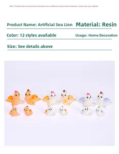 Detailed set of 12 miniature resin seal figurines in various colors for home decor
