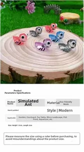 Macro shot of 1.5x2cm colorful resin ant figurines for miniature garden landscape