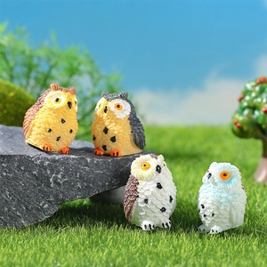 Resin Owl Micro Landscape Ornament Cute Animal Statue For Fairy Garden Succulent Pot Decoration Home Office Desktop Decor