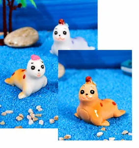 Miniature resin seal figurines set for micro landscape and succulent garden decor