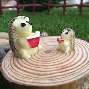 Miniature resin hedgehog figurines reading books for succulent garden decor 2.3cm and 1.3cm