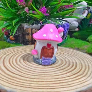 Rosa Pilzhaus Miniatur aus Harz für Moos-Mikrolandschaften und Gartendekoration