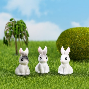 Miniature Resin Rabbit Figurines For Micro Landscape Bunny Animal Statues For Garden Succulent Potted Decor Desktop Ornaments