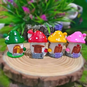 Miniatur Pilzhaus Harz Ornament Für Mikro Landschaft Garten DIY Bonsai Dekoration Punktierte Fee Haus Handwerk