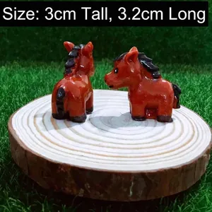 Miniature resin horse figurines for moss landscape and succulent garden decor, pair set