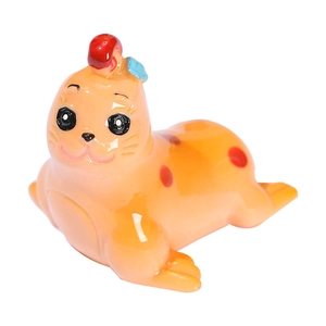Miniature orange resin seal figurine with red dots for micro landscape and desktop decor