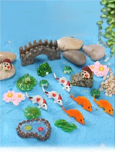 Kit de figurines de grenouilles et carpes koï en résine pour aquarium et décor