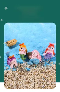 Set mit vier bunten Meerjungfrau-Figuren aus Harz für Aquarien und Mikro-Landschaften