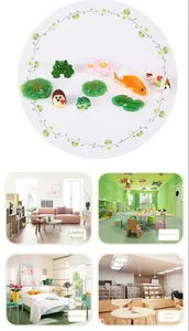 Ensemble micro-paysage détaillé avec grenouille en résine, nénuphar et carpe koi