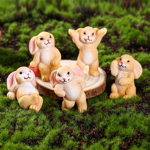 Cute Resin Miniature Rabbit Figurines Forest Style Micro Landscape Fairy Garden Ornaments For Home Office Desk Decoration Gift