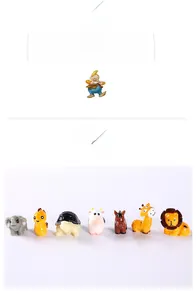 Detailed set of 7 colorful resin animal figurines for miniature garden landscape decor