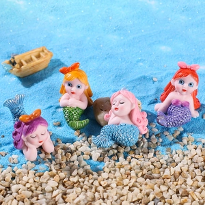 Süße Cartoon Meerjungfrau Miniaturfiguren Harz Ornamente Für Mikro-Landschaft Feengarten Desktop Heimdeko Geschenke
