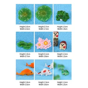 Lot de figurines de grenouille miniature avec lotus et carpe pour micro-jardin