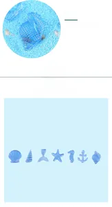 Detailed set of seven light blue resin ocean miniatures featuring shells and seahorses