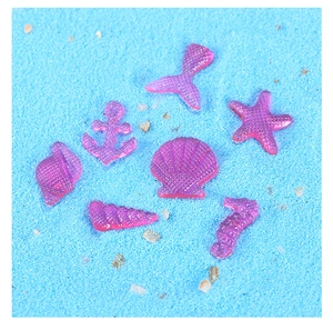 Purple resin ocean miniature set with starfish and seahorse on blue sand
