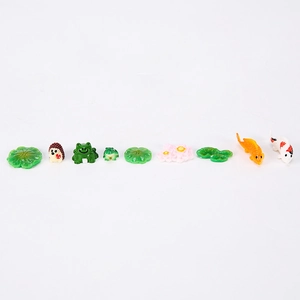 Mini figurines de grenouilles en résine avec lotus et carpes koï pour décoration