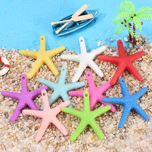 Colorful resin starfish ornaments with hanging holes for DIY Christmas decor and crafts