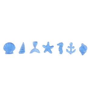 Miniature blue resin starfish and shells decor set for micro landscape and ocean beach themes