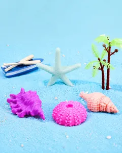 Mini-Ozean-Set mit blauem Seestern Muscheln und Palmen für Schreibtisch-Dekor