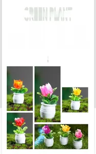Miniature dollhouse tulips in white pots for micro landscape decoration ornaments
