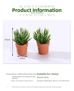 Miniature resin potted succulent plant for dollhouse with 4.5cm height dimension details