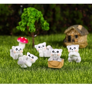 Miniatur-Kätzchen-Figuren Set aus weißem Harz für die Sukkulenten-Gartendekoration