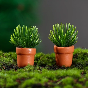 Mini Simulation Potted Plant Resin Artificial Greenery For Dollhouse Micro Landscape Desktop Home Office Decoration