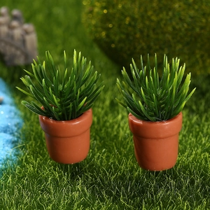 Set of two miniature potted succulent plants for dollhouse and fairy garden decor