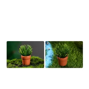 Miniature dollhouse plant model featuring green cluster foliage and brown ceramic pot