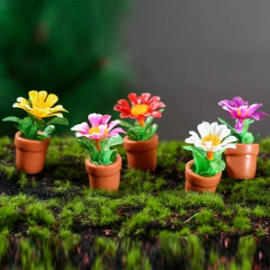 Miniature Artificial Daisy Potted Plants Resin Tiny Flowers Dollhouse Garden Decor Accessories Microlandscape Ornament