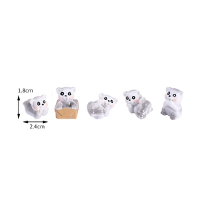 5er-Set verspielte weiße Kätzchen-Miniaturfiguren für Bonsai und Schreibtisch-Deko