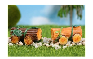Miniature resin logs with green vines on grass for micro landscape bonsai garden decor